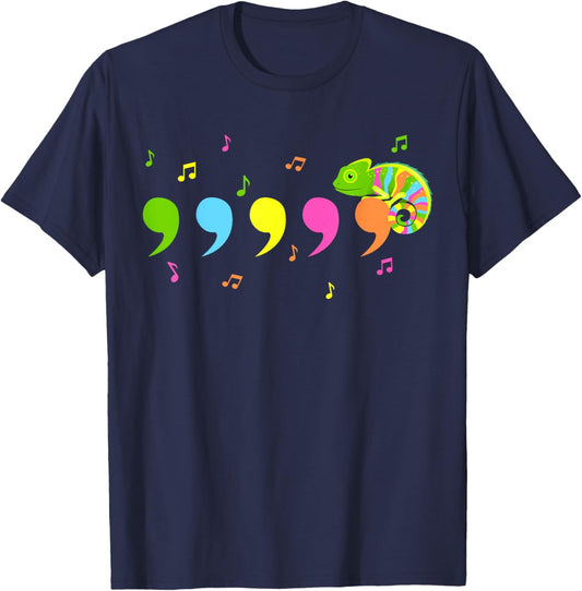 Comma Chameleon Lizard Reptiles T-Shirt - T-Shirt | Navy