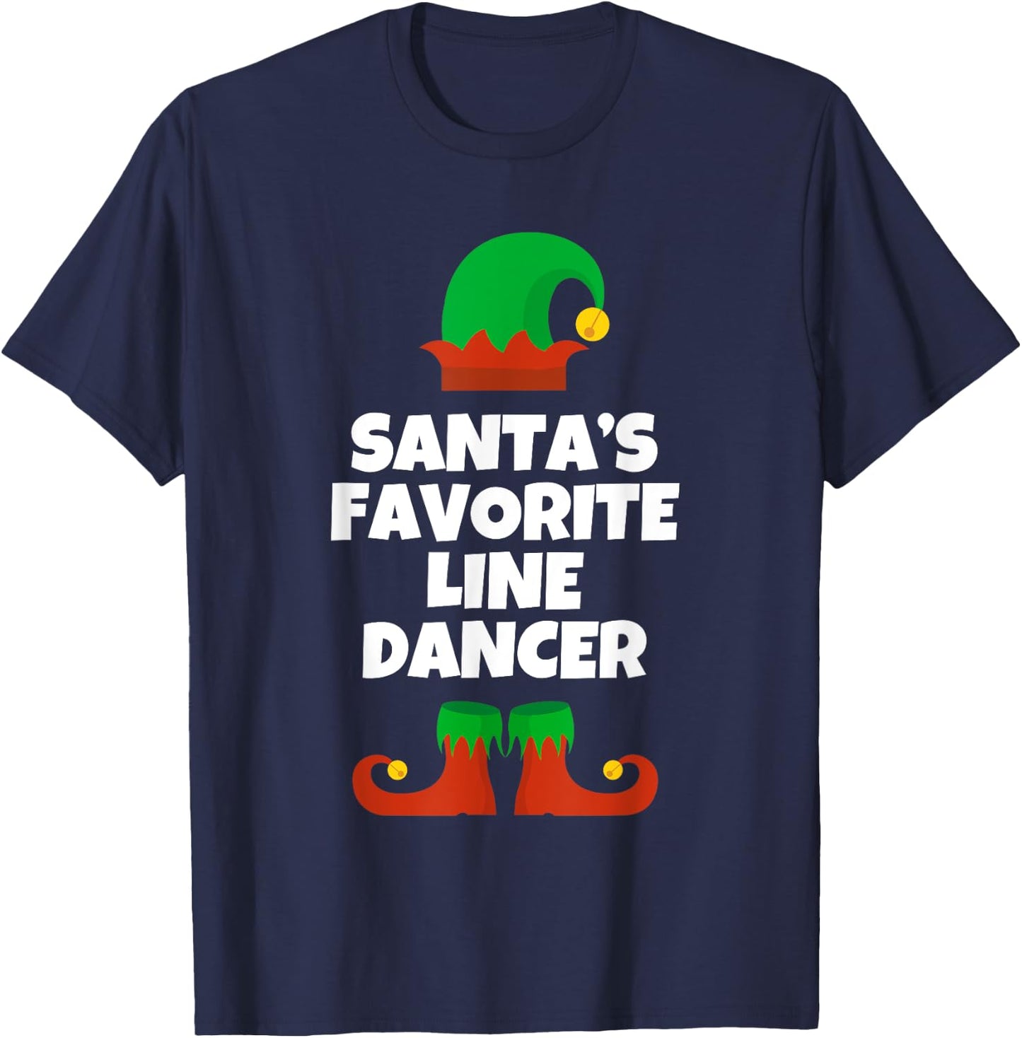 Santas Favorite Line Dancer Christmas Funny Pj Dancing Dance T-Shirt - T-Shirt | Navy