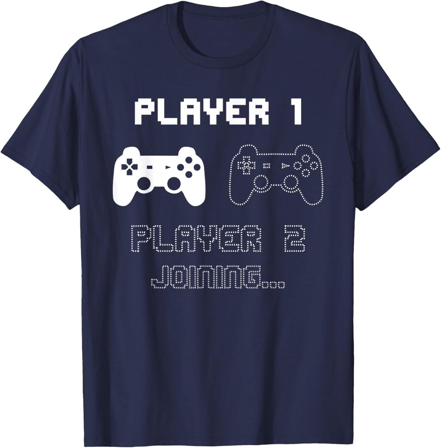 Player 2 Joining Siblings Baby Announcement T-Shirt - T-Shirt | Navy
