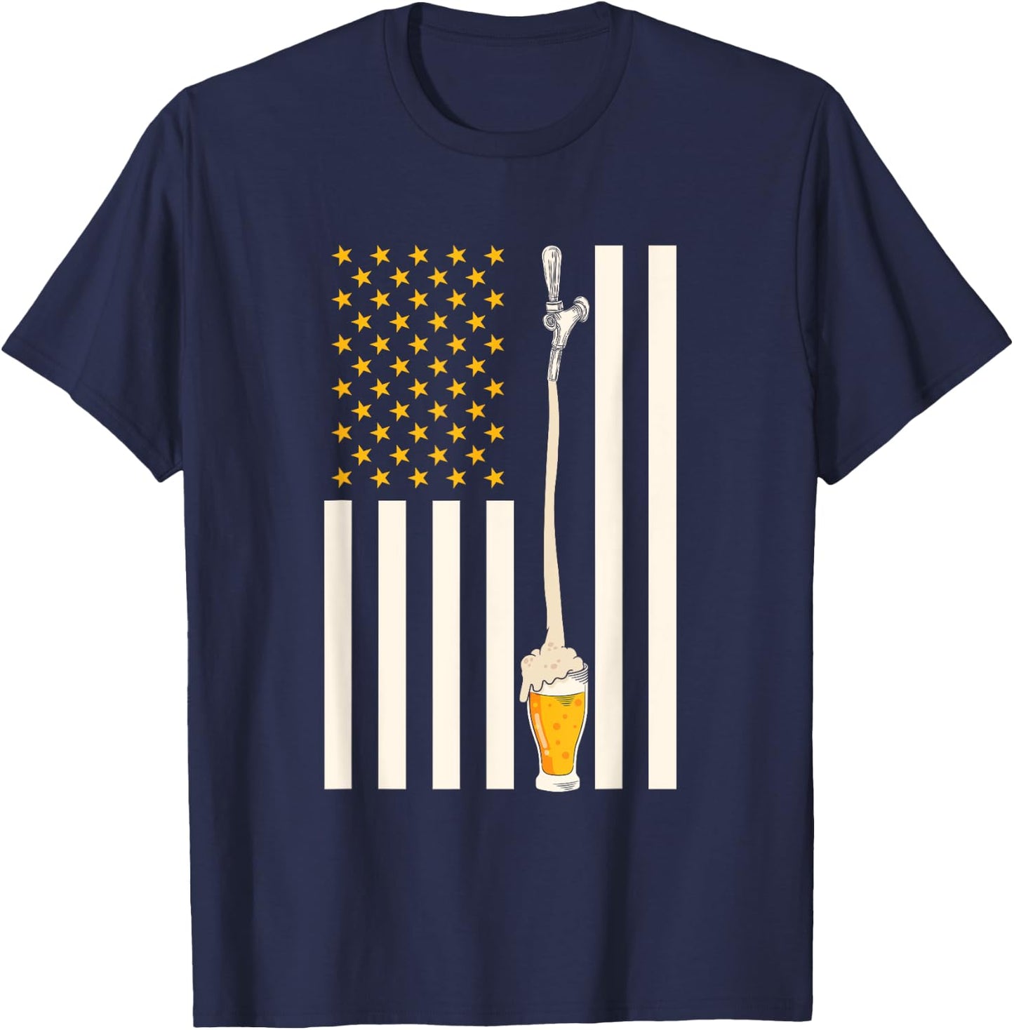 USA Flag Craft Beer Men T-Shirt - T-Shirt | Navy