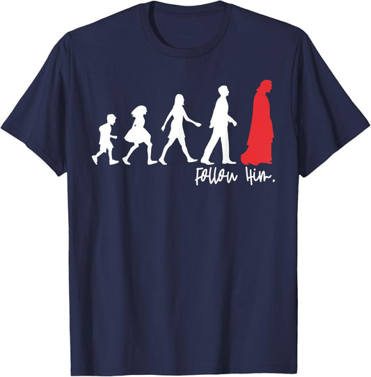 Follow Him Jesus Leading The People Christians Gift T-Shirt - T-Shirt | Navy