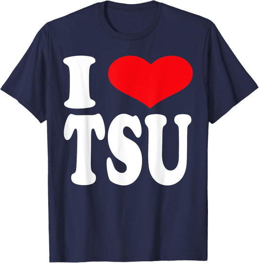 I Love Tsu | Heart Tsu Pride T-Shirt - T-Shirt | Navy
