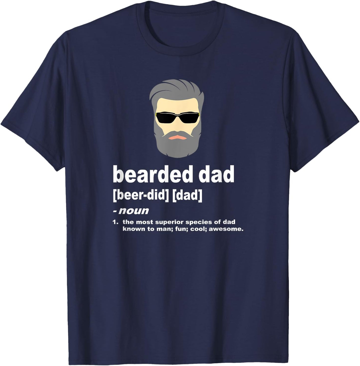 Funny Dad Bearded Dad with Silver or Gray Hair T-Shirt - T-Shirt | Navy