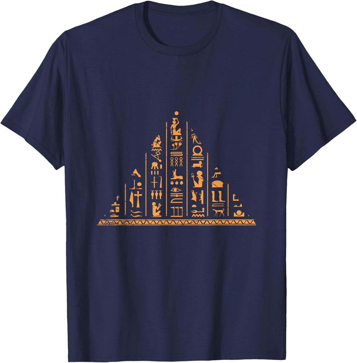 Africa Cairo Egypt Flag Gifts Hieroglyph Egypt Black -Adults Cotton, Polyester Short Sleeve Classic Fit Small T-Shirt - T-Shirt | Navy