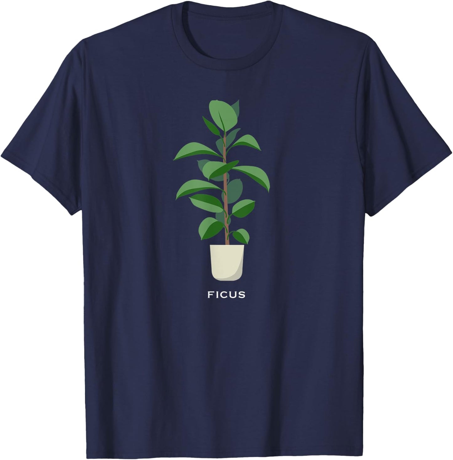Ficus potted plant shirt -- indoor gardening lots of colors T-Shirt - T-Shirt | Navy