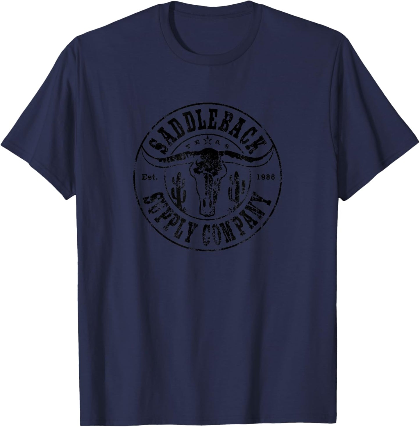 Saddleback Desert Skull Black Logo Lightweight Classic Fit T-Shirt - T-Shirt | Navy