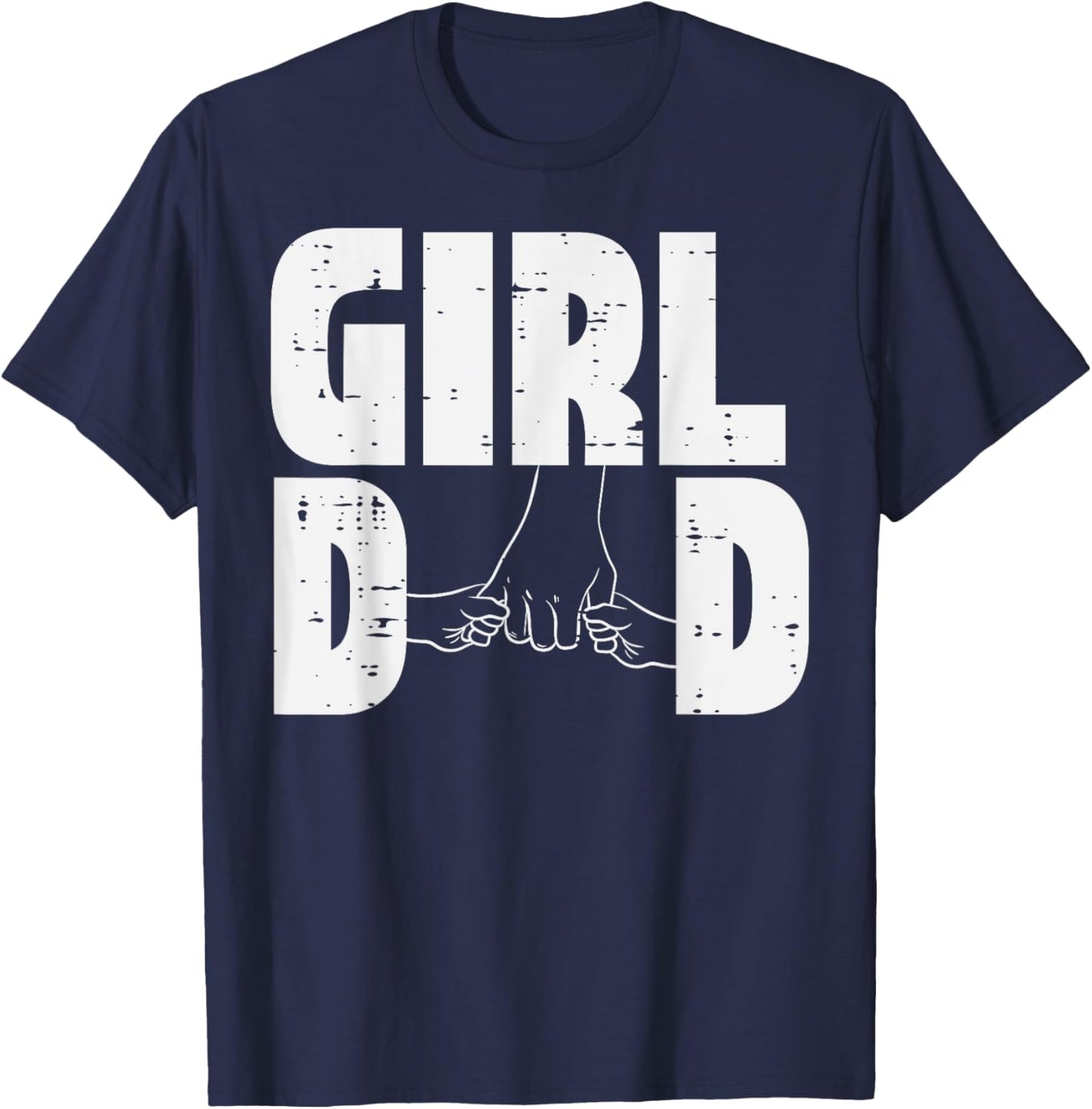 Fathers Day Girl Dad Hold Hands Cute Daddys Daughter Papa T-Shirt - T-Shirt | Navy