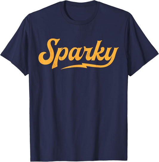 Sparky Electrician Funny Lineman Dad Retro Vintage Novelty T-Shirt - T-Shirt | Navy