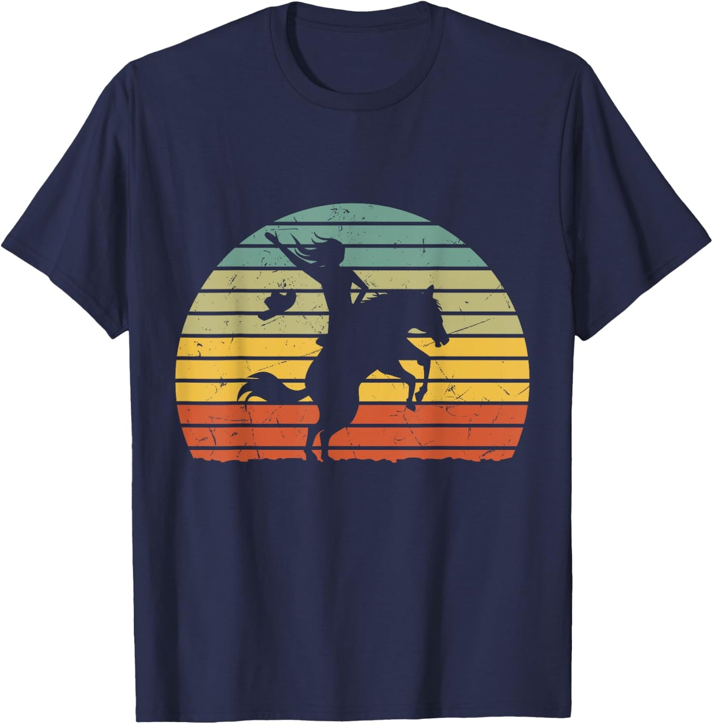 Girl Horse Riding Shirt Vintage Cowgirl Texas Ranch woman T-Shirt - T-Shirt | Navy