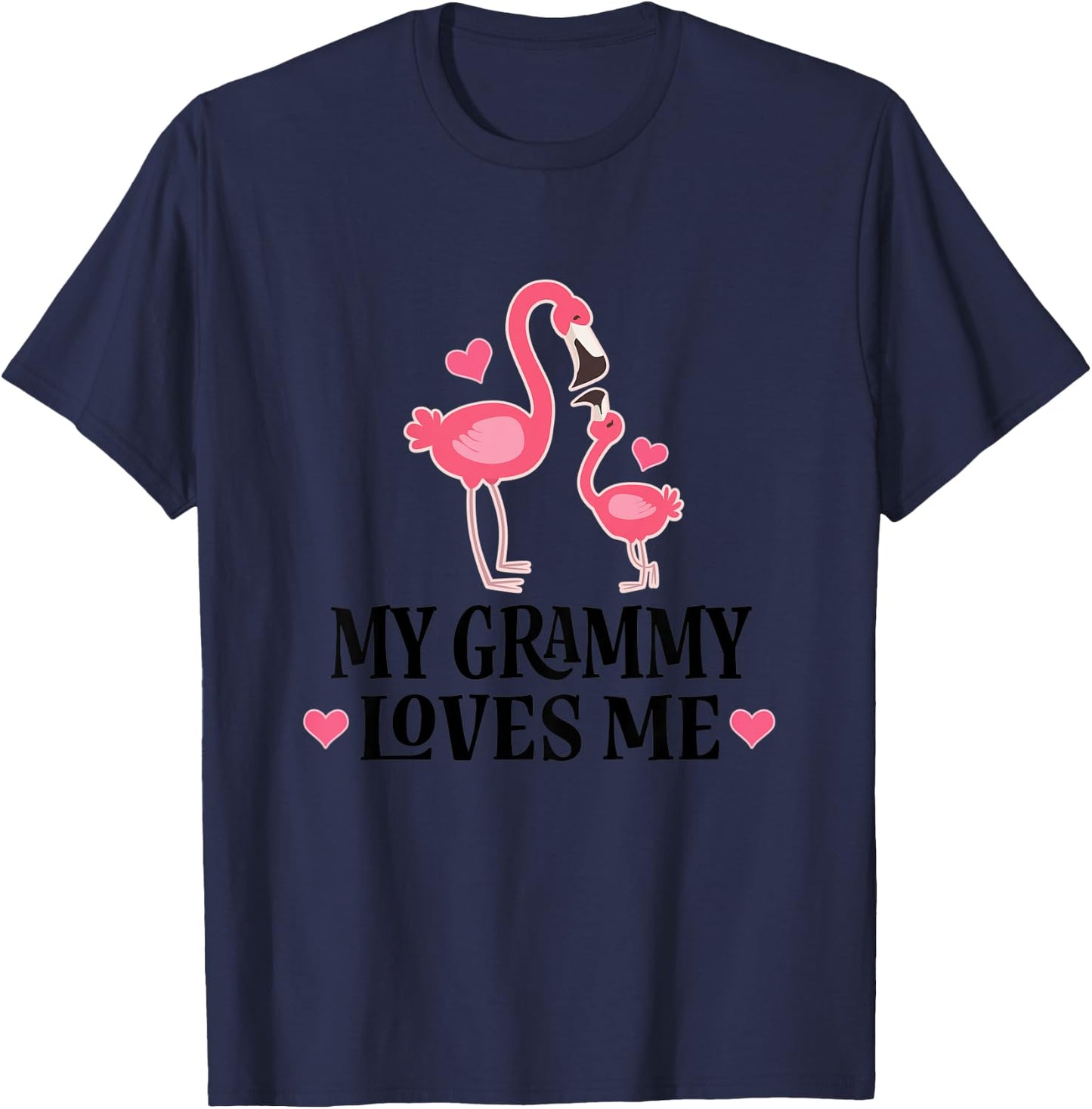 Kids Grammy Loves Me Cute Flamingo Gift Grandchild T-Shirt - T-Shirt | Navy
