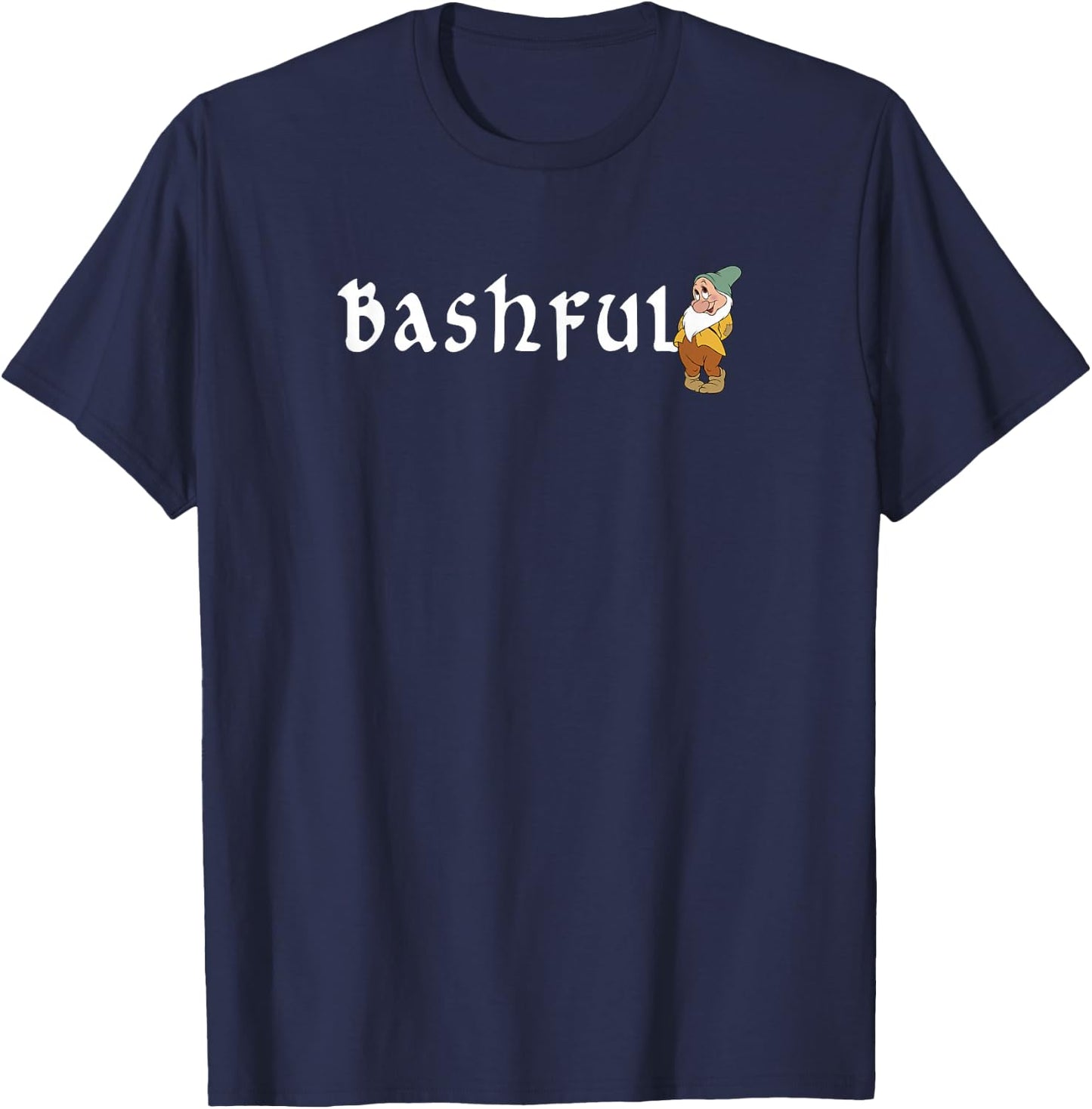 Disney Snow White Bashful Standing With Name Banner T-Shirt - T-Shirt | Navy
