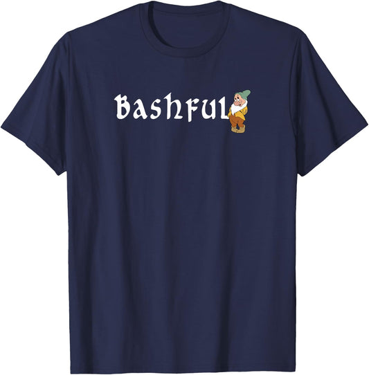 Disney Snow White Bashful Standing With Name Banner T-Shirt - T-Shirt | Navy