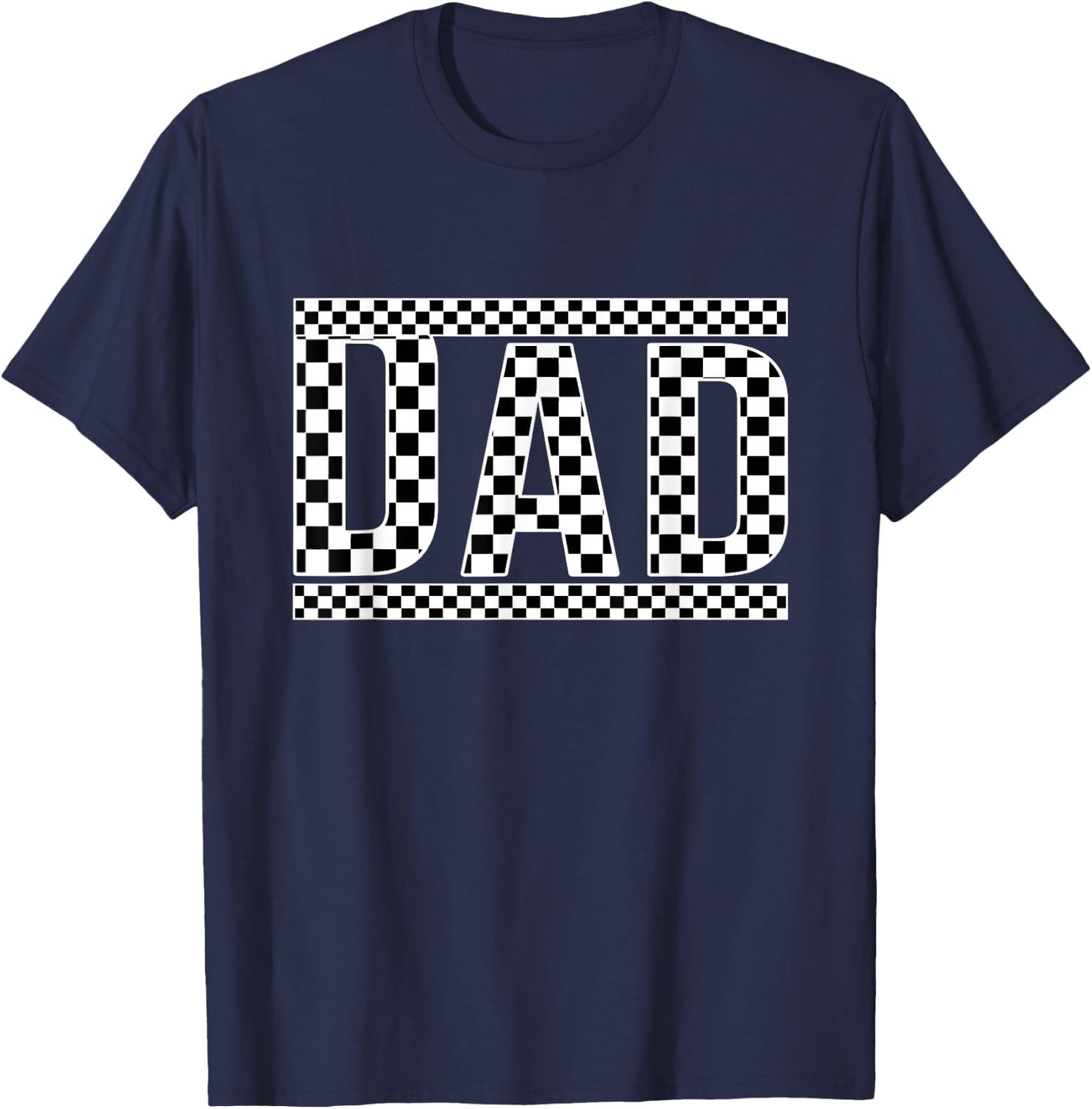 Checkered Dad Black White Funny Father's Day T-Shirt - T-Shirt | Navy