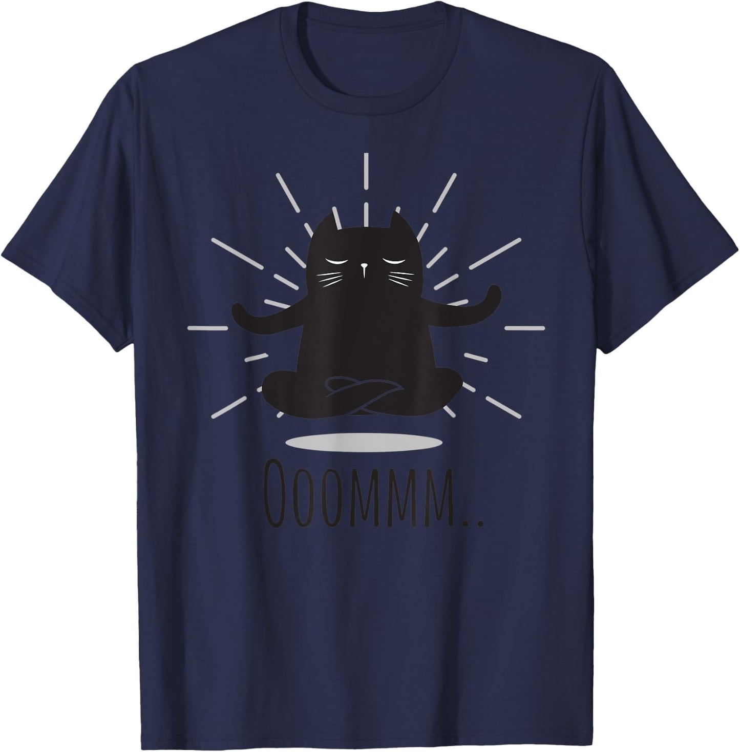 Funny Oomm Yoga Poses Cat Buddha Flower Symbol Men Women T-Shirt - T-Shirt | Navy