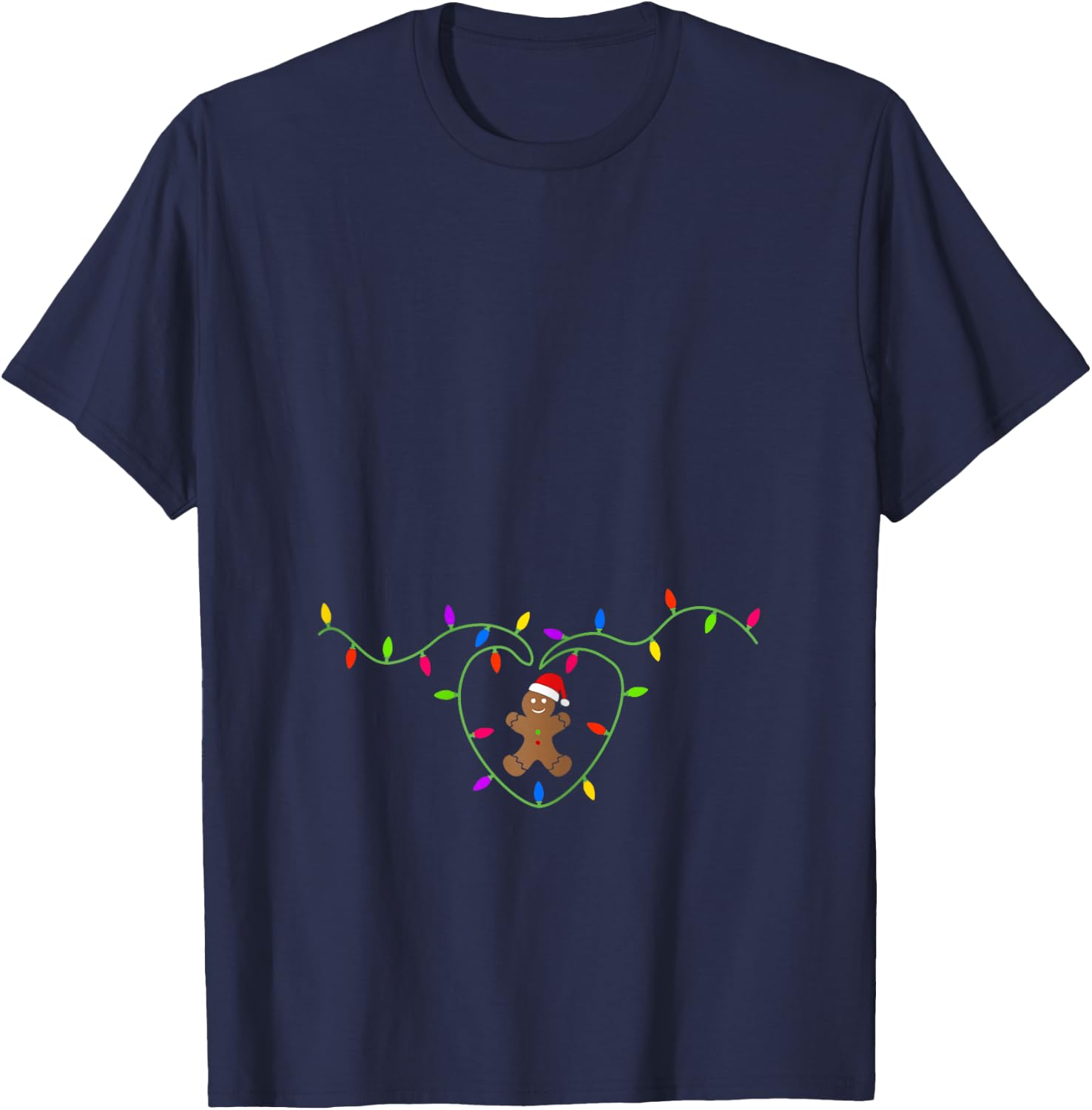 Pregnancy Announcement Baby Reveal Gingerbread Christmas T-Shirt - T-Shirt | Navy