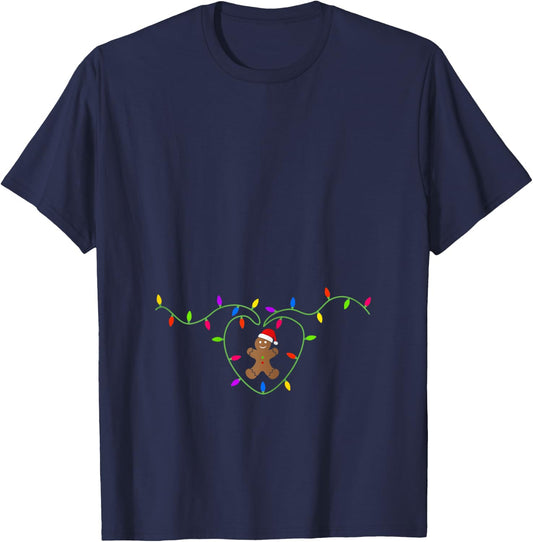 Pregnancy Announcement Baby Reveal Gingerbread Christmas T-Shirt - T-Shirt | Navy