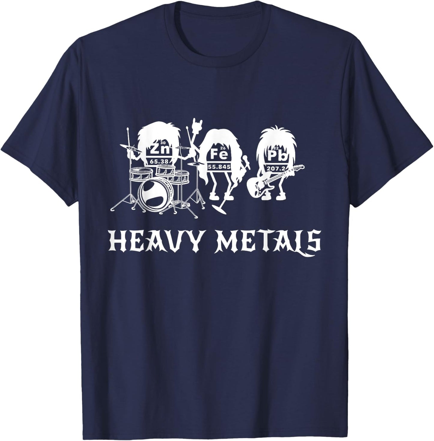 Heavy Metals Funny Chemistry Periodic Table Metal Music T-Shirt - T-Shirt | Navy