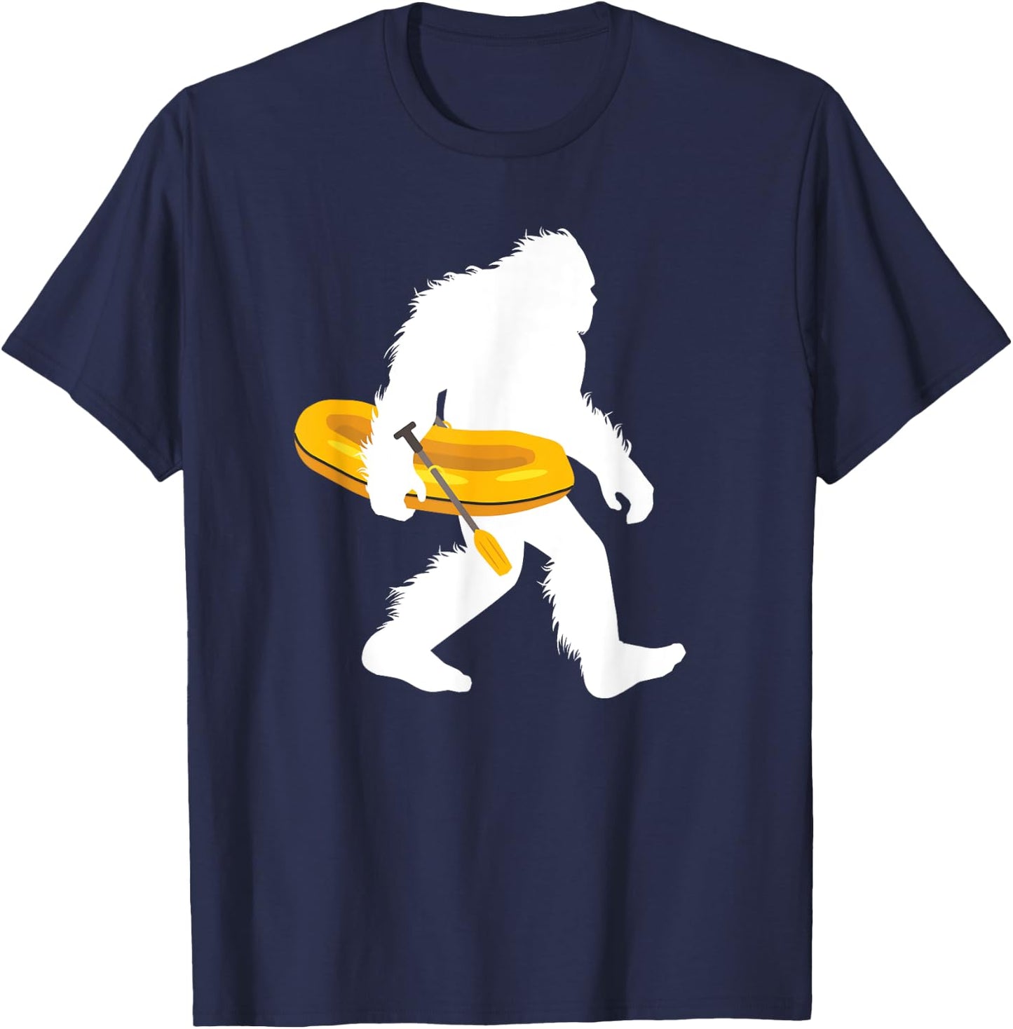 Bigfoot Carrying Rafting Boat Tubing Sasquatch With Raft T-Shirt - T-Shirt | Navy