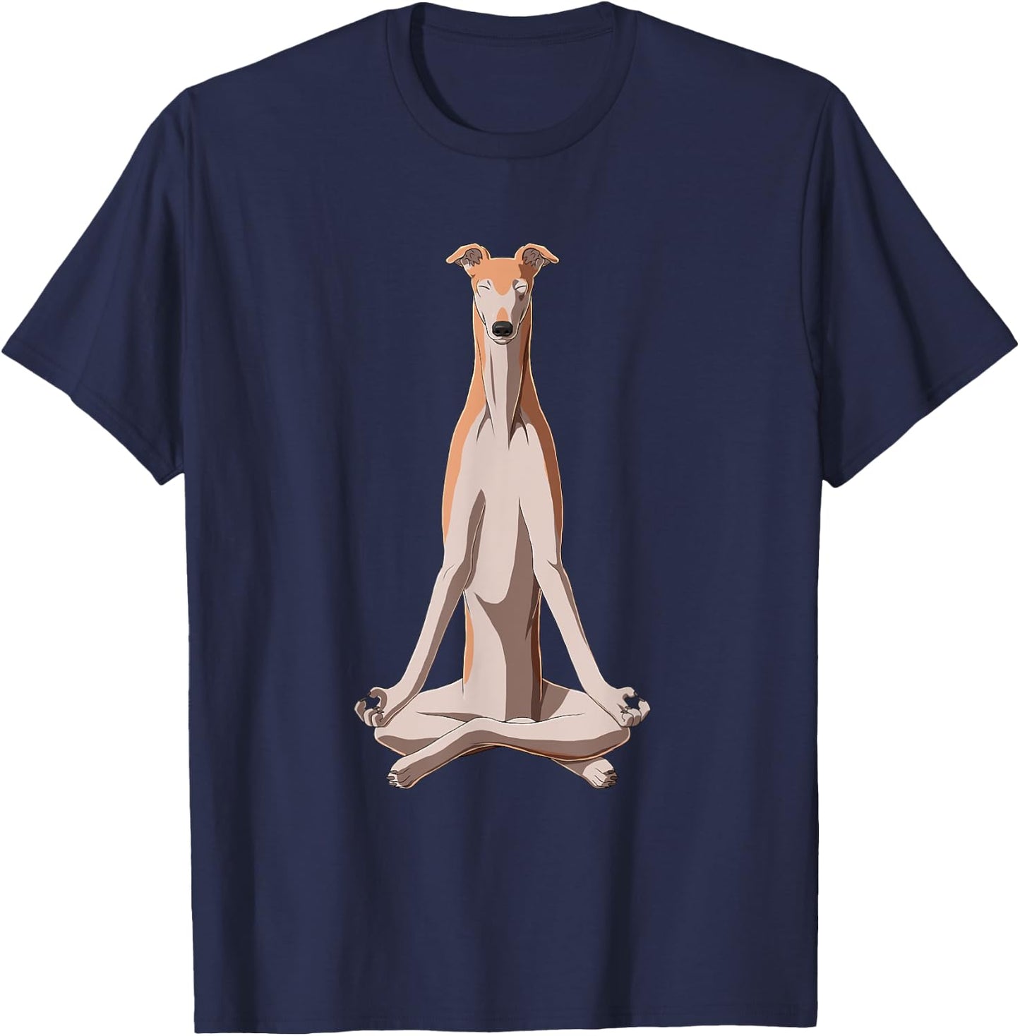 Funny Yoga Dog Greyhound Women Kids T-Shirt - T-Shirt | Navy