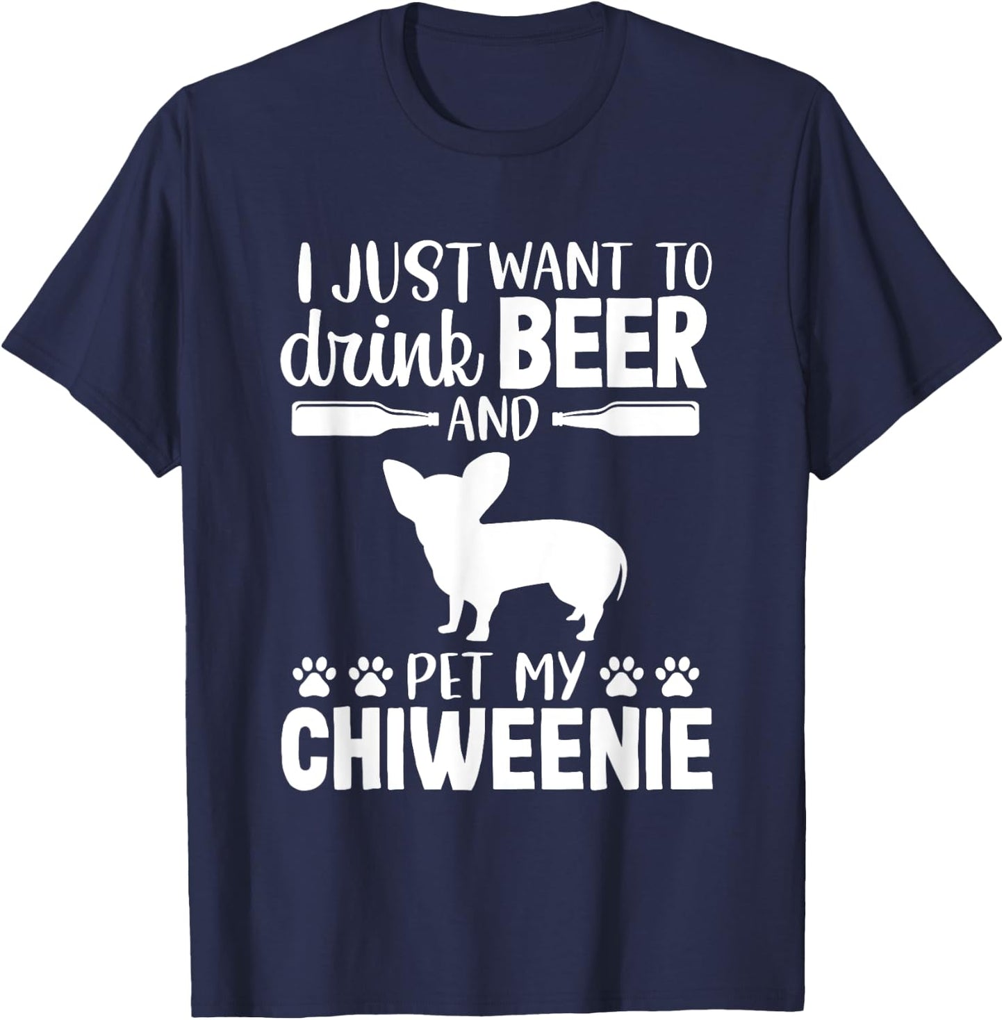 Beer Funny Dog Owner Lover Chiweenie Dog Mom Dad Women T-Shirt - T-Shirt | Navy