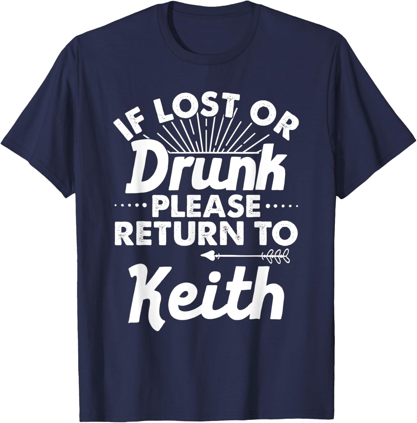 If Lost Or Drunk Please Return To KEITH Gift Name Men T-Shirt - T-Shirt | Navy