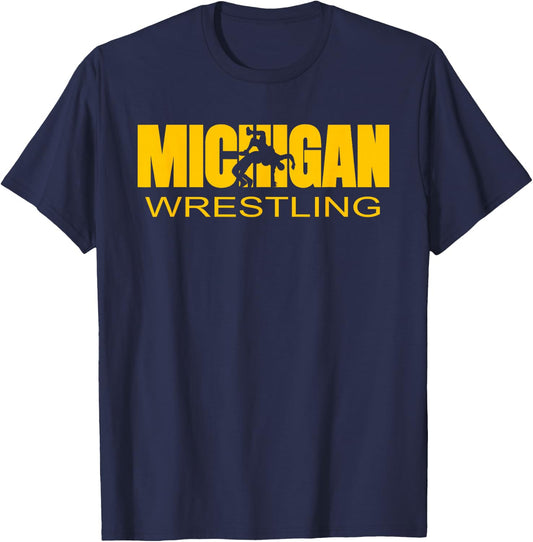 Michigan Wrestling Freestyle Wrestler MI The Wolverine State T-Shirt - T-Shirt | Navy