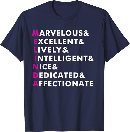 Melinda Name Shirt Personalized Gift T-Shirt - T-Shirt | Navy