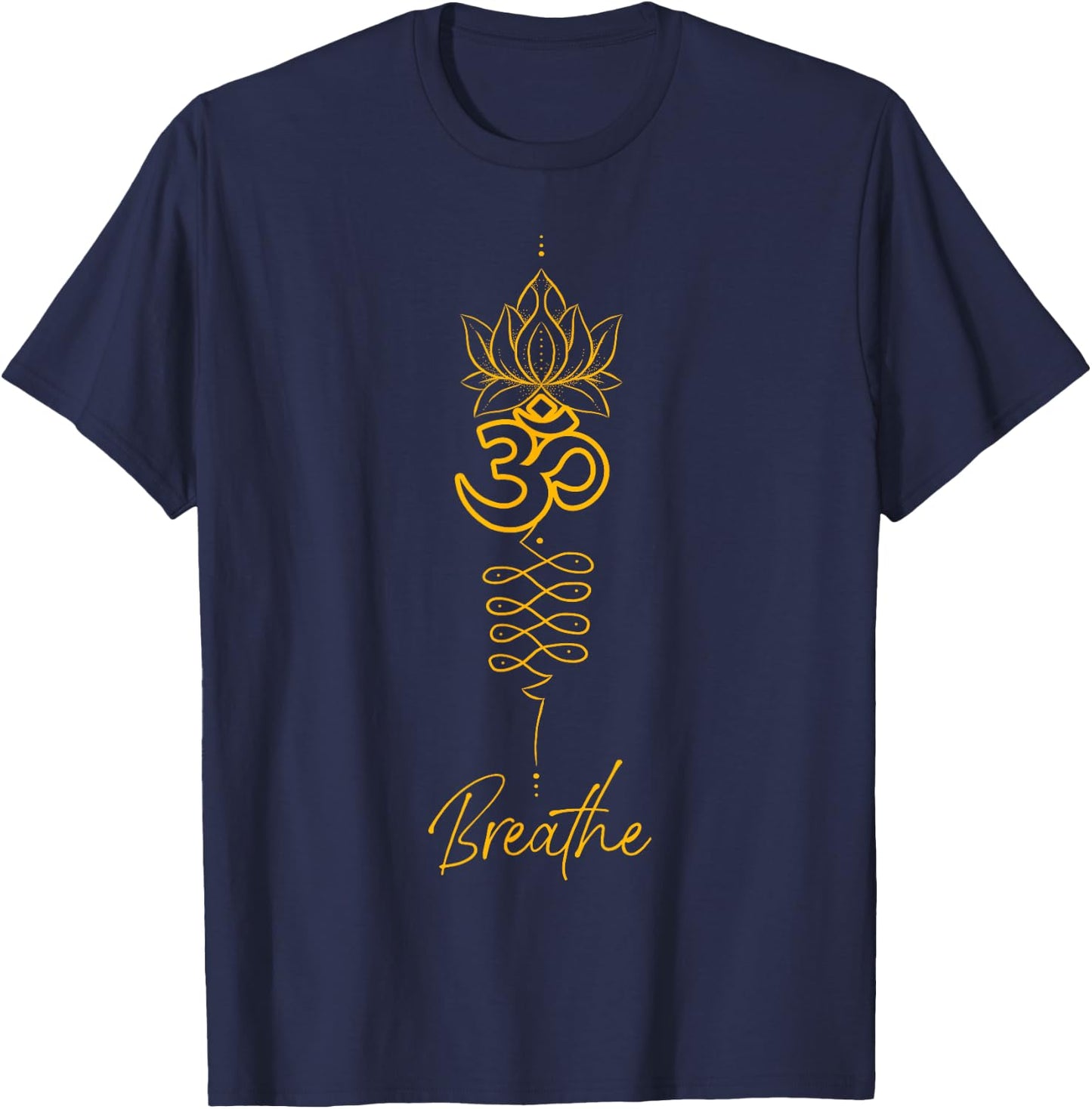 Unalome Symbol and Breath Yoga T-Shirt - T-Shirt | Navy