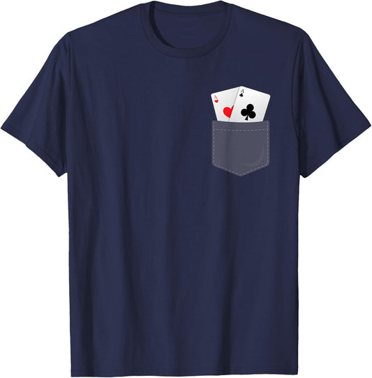 Pocket Aces Shirt Funny Faux Pocket Aces Poker Gift T-Shirt - T-Shirt | Navy