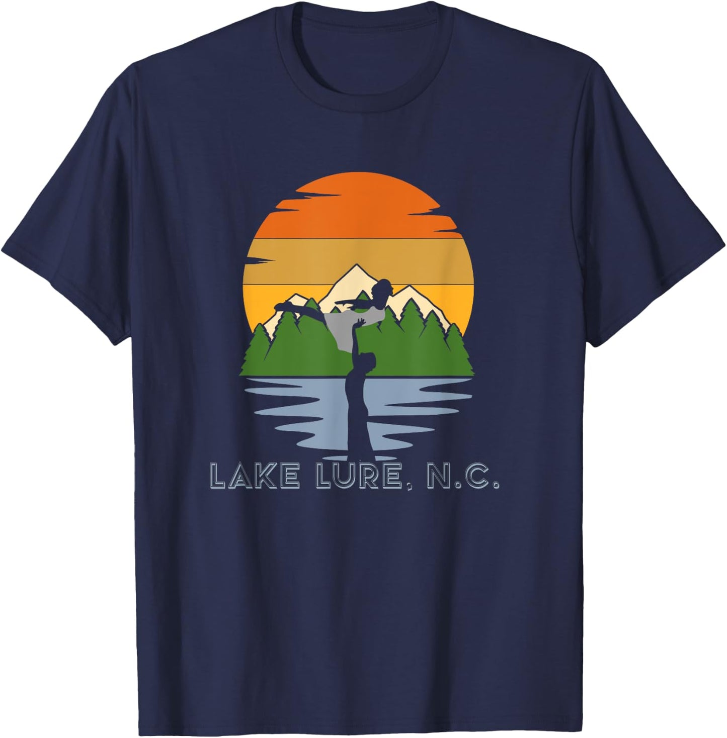 North Carolina Blue Ridge Mountains NC Retro Style Lake Lure T-Shirt - T-Shirt | Navy
