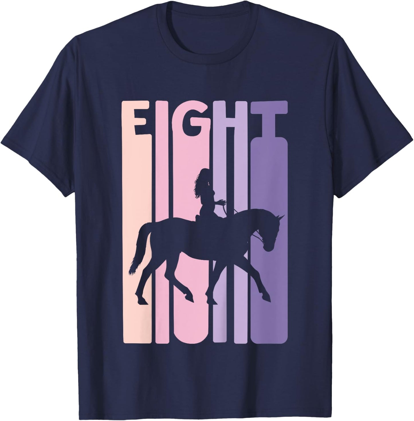 8th Birthday Gift Horse Rider Fan 8 Years Girls T-Shirt - T-Shirt | Navy