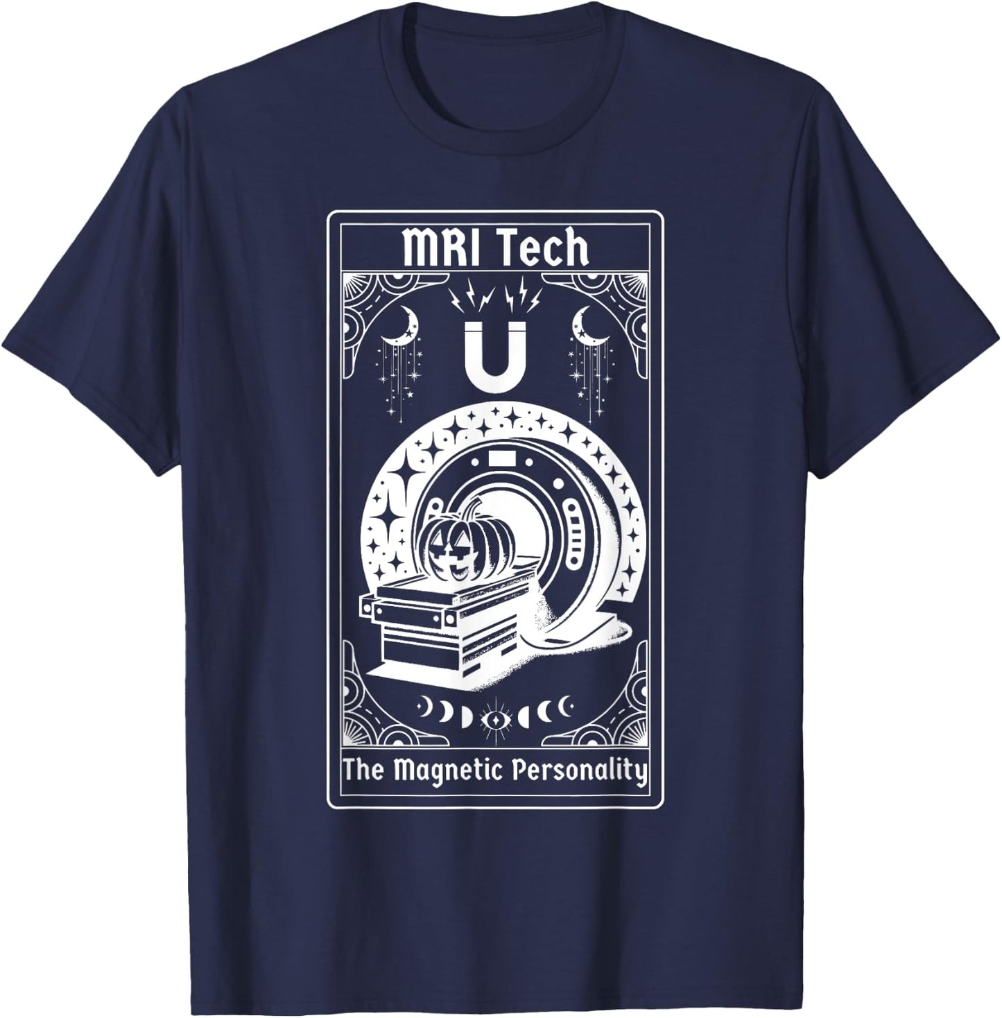 Witchy MRI Tech Tarot Card Pumpkin Funny Halloween Xray Tech T-Shirt - T-Shirt | Navy