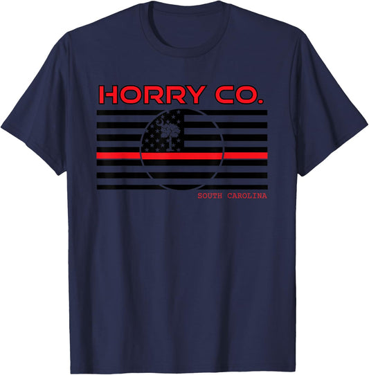 Horry County South Carolina Fireman Thin Red Line USA Flag T-Shirt - T-Shirt | Navy