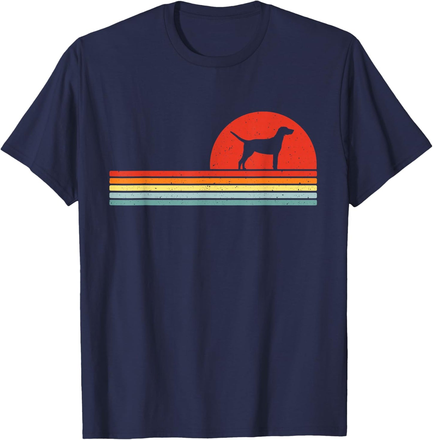 Plott Hound Dog Retro - , All Ages - Black, Small - Short Sleeve - Animal Print - - Polyester 100% T-Shirt - T-Shirt | Navy