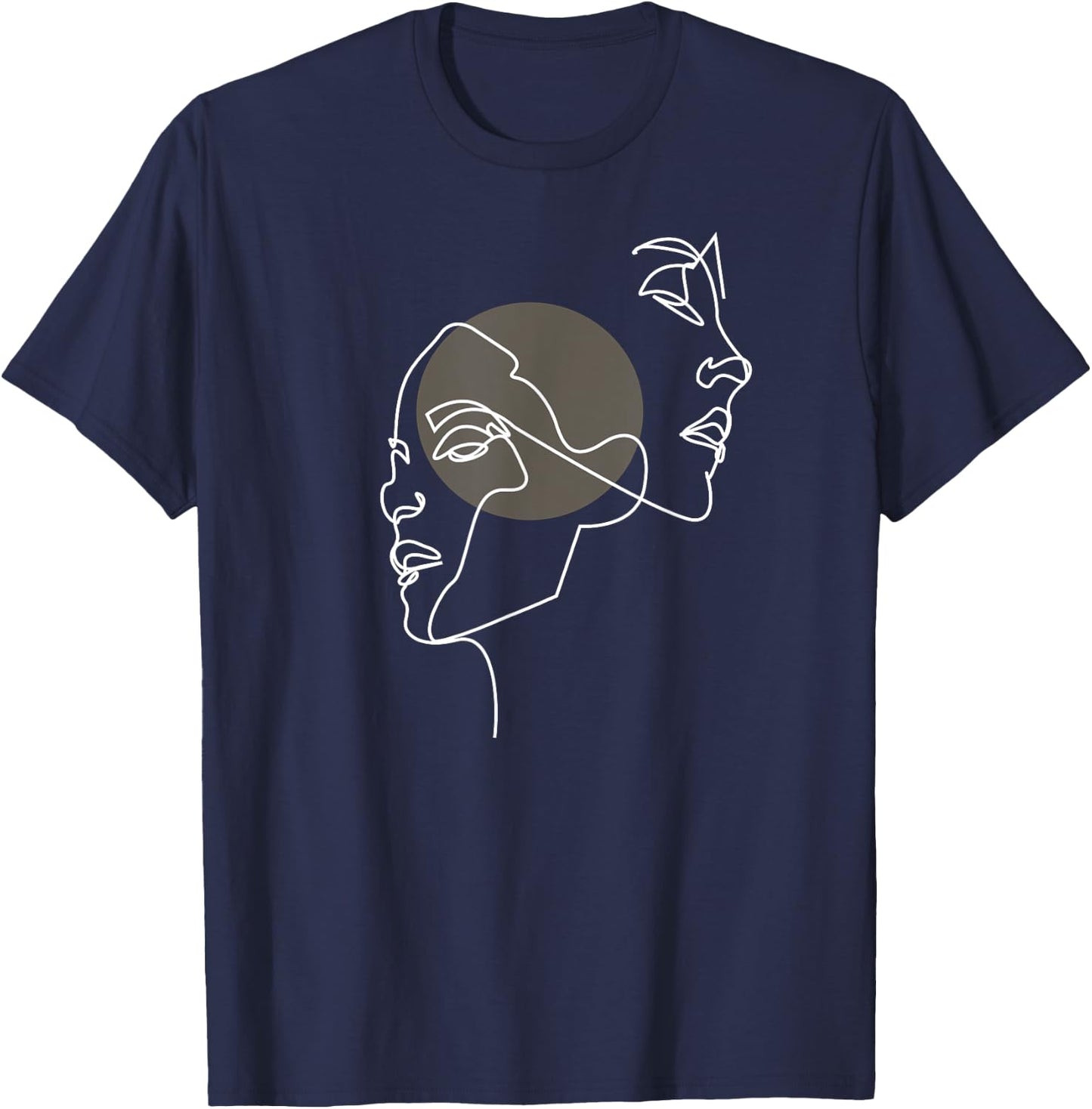 Artsy Line Faces Abstract Aesthetic Art T-Shirt - T-Shirt | Navy