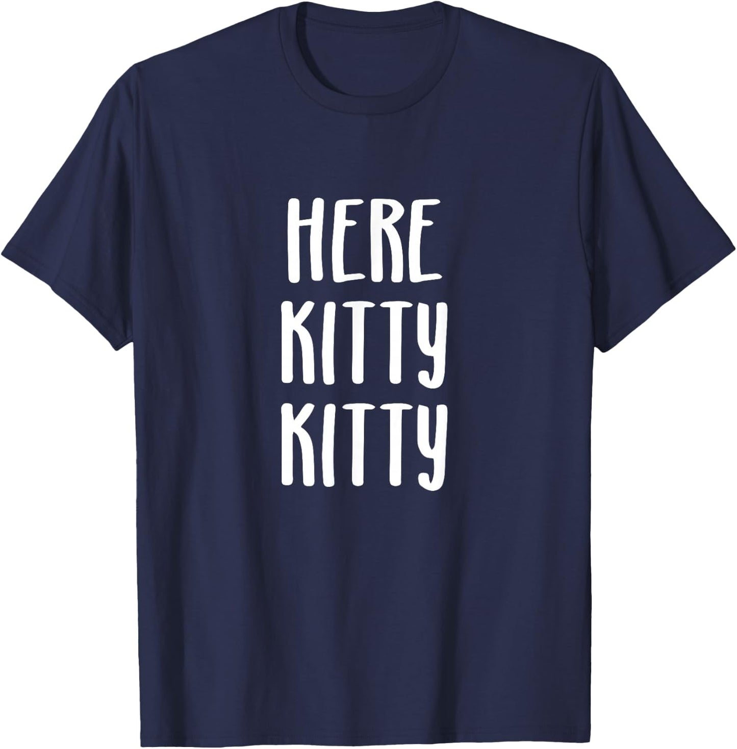 Critterz Kitty Cat Designs Here Kitty Kitty - -Adults, Black, Small, Short Sleeve T-Shirt - T-Shirt | Navy
