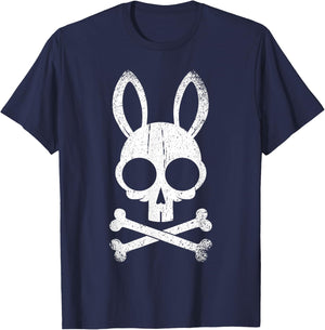 Jolly Roger Funny Bunny Skull Crossbones Egg Hunt Easter Day T-Shirt - T-Shirt | Navy