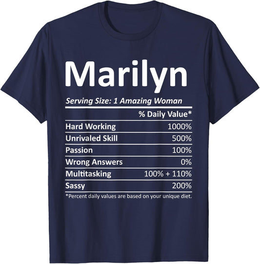 MARILYN Nutrition Personalized Name Funny Christmas Gift T-Shirt - T-Shirt | Navy