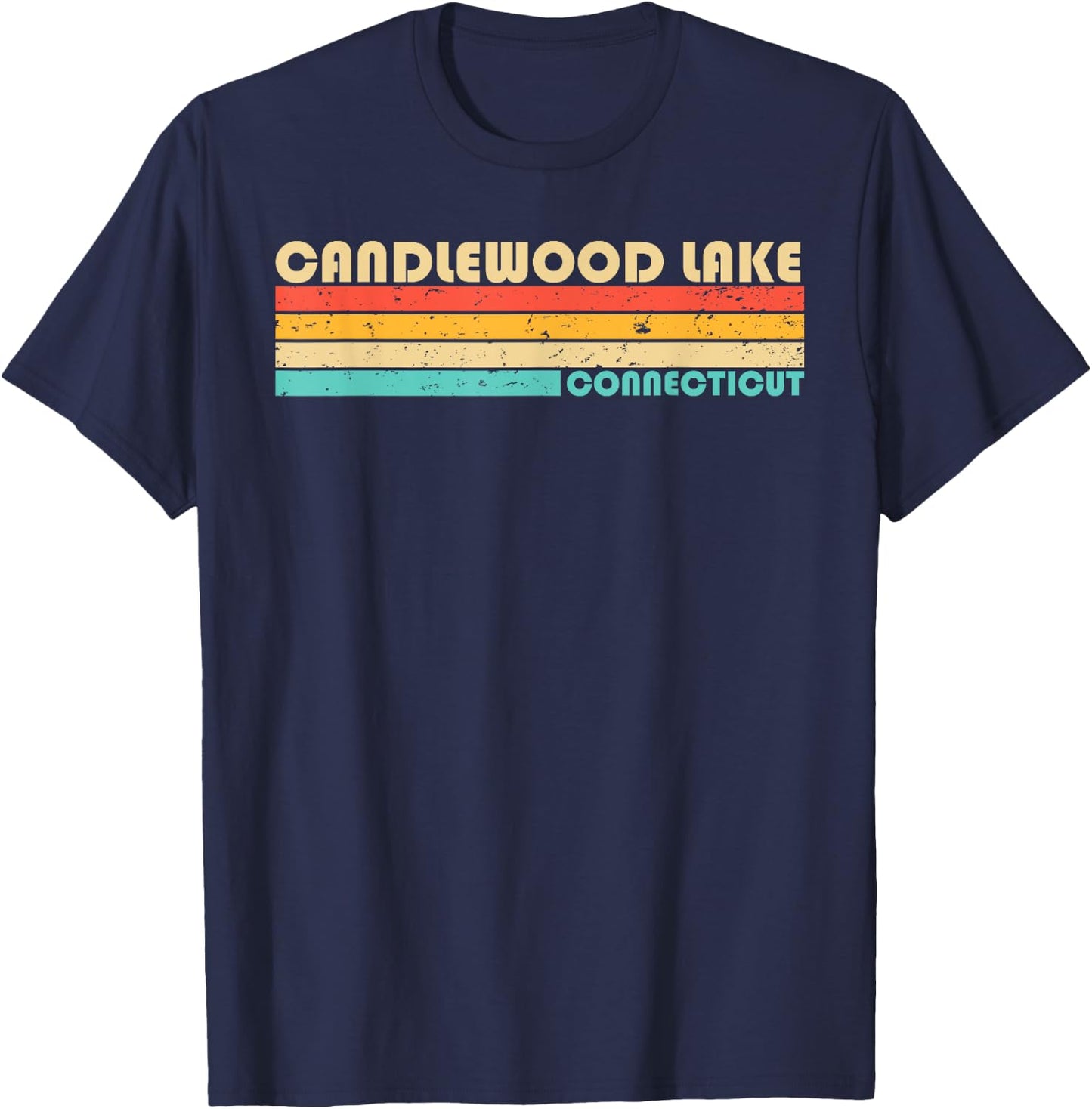 CANDLEWOOD LAKE CONNECTICUT Funny Fishing Camping Summer Women Girls Kids T-Shirt - T-Shirt | Navy