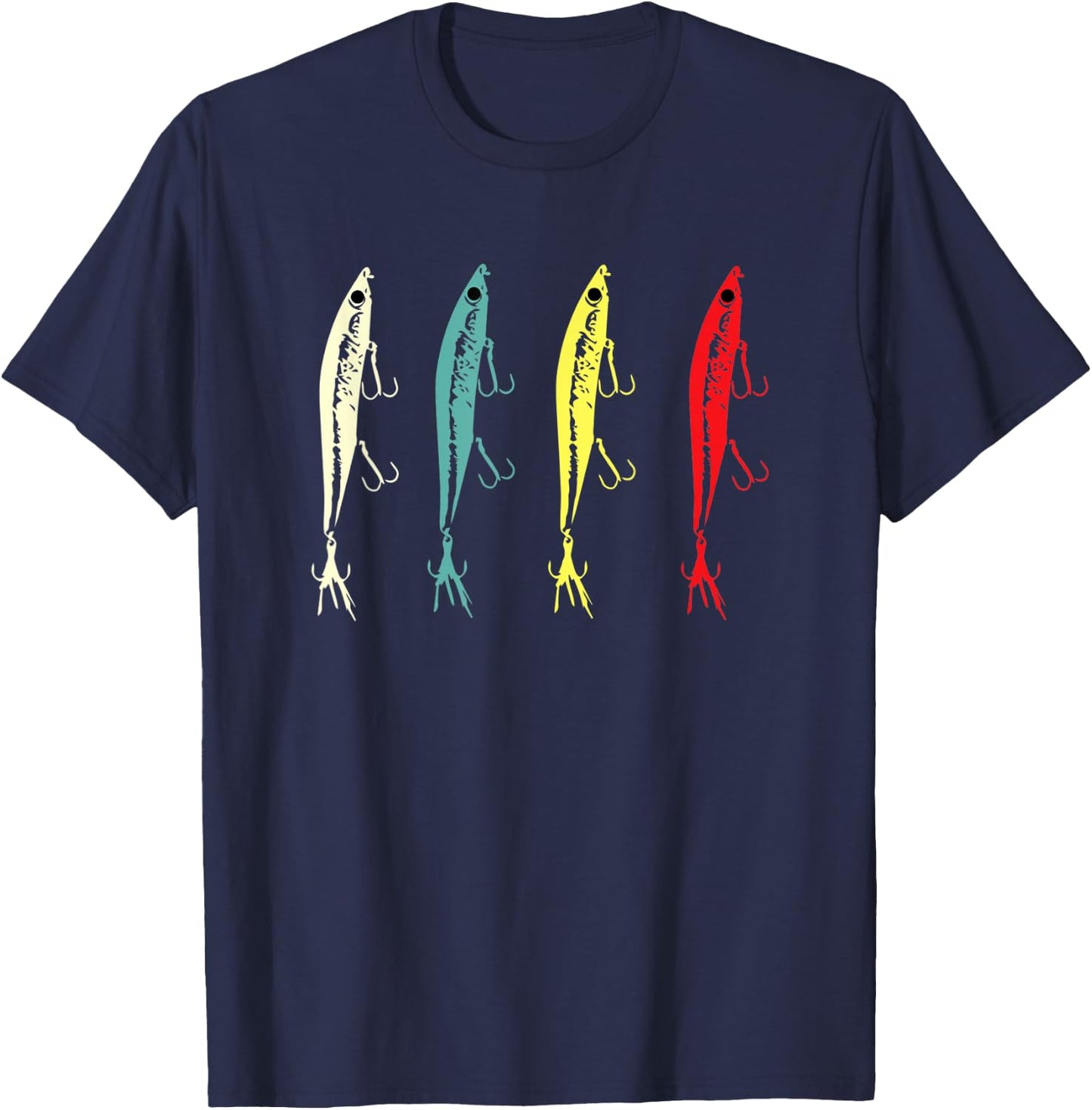 Retro Vintage Fishing Lures - Men / Women Bass Fishing T-Shirt - T-Shirt | Navy