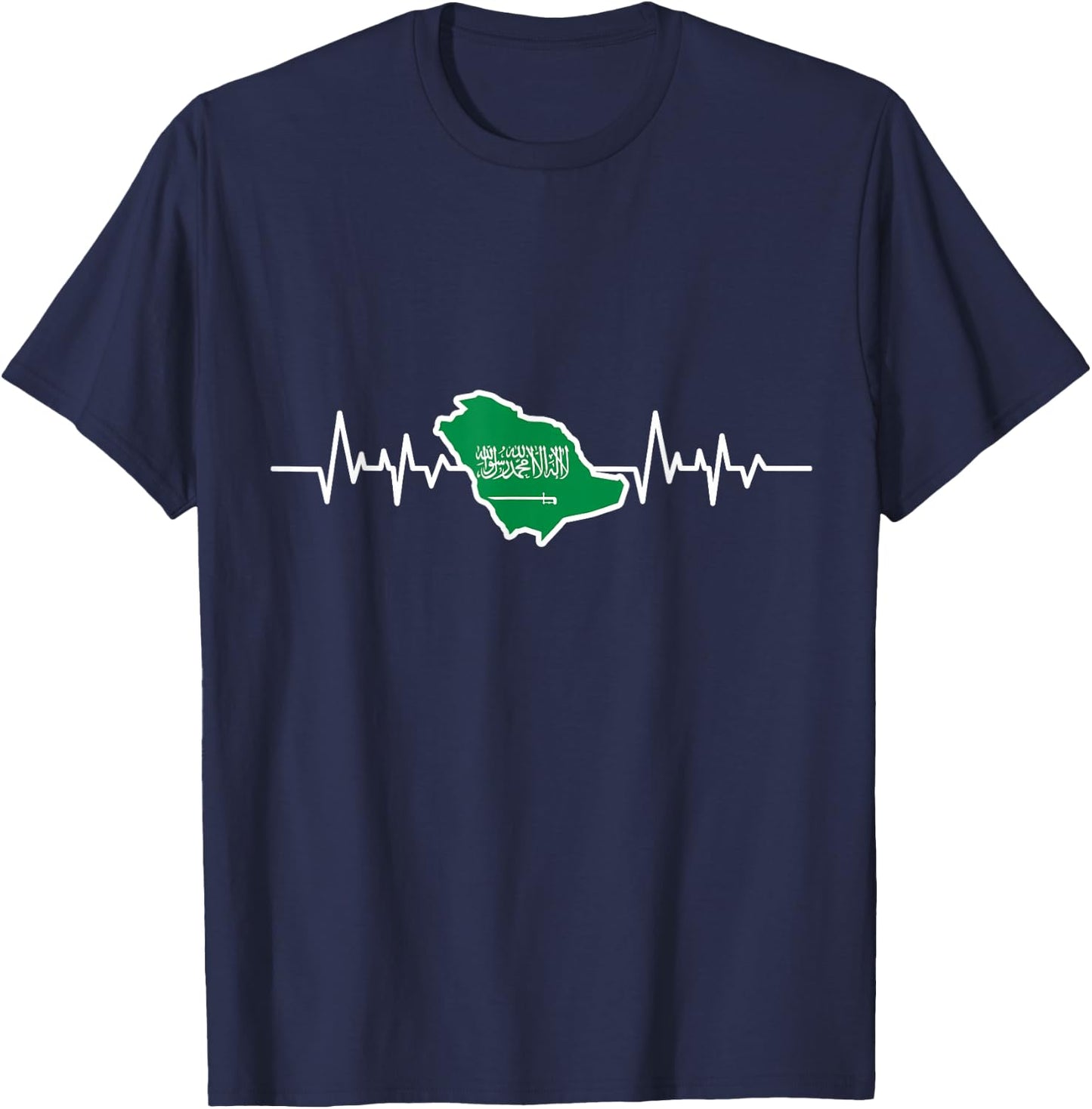 Heartbeat Saudi Arabian Flag Gift Saudi Arabia T-Shirt - T-Shirt | Navy