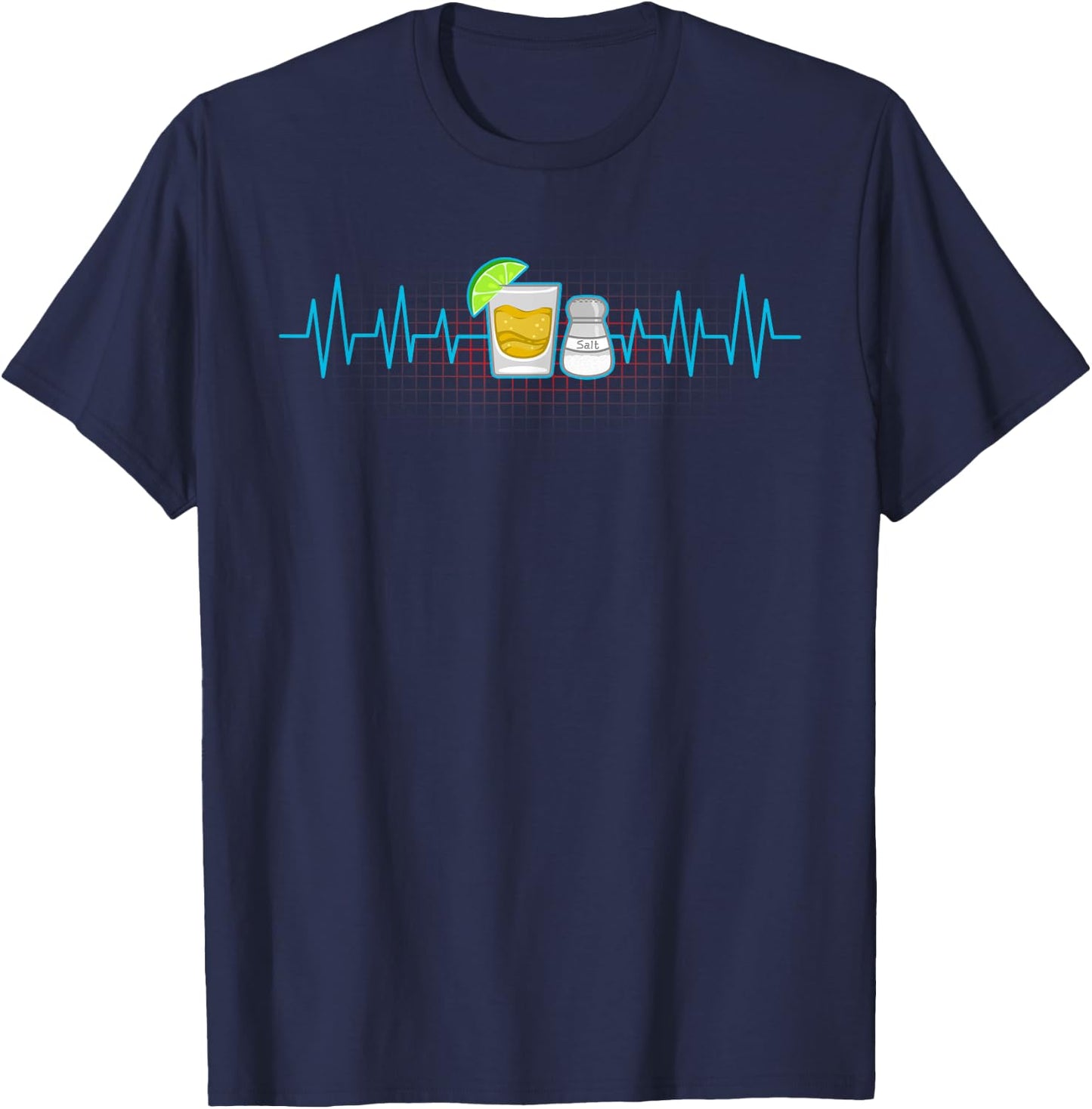 Tequila Lime Salt Heartbeat Funny Cinco De Mayo Fiesta Gift T-Shirt - T-Shirt | Navy