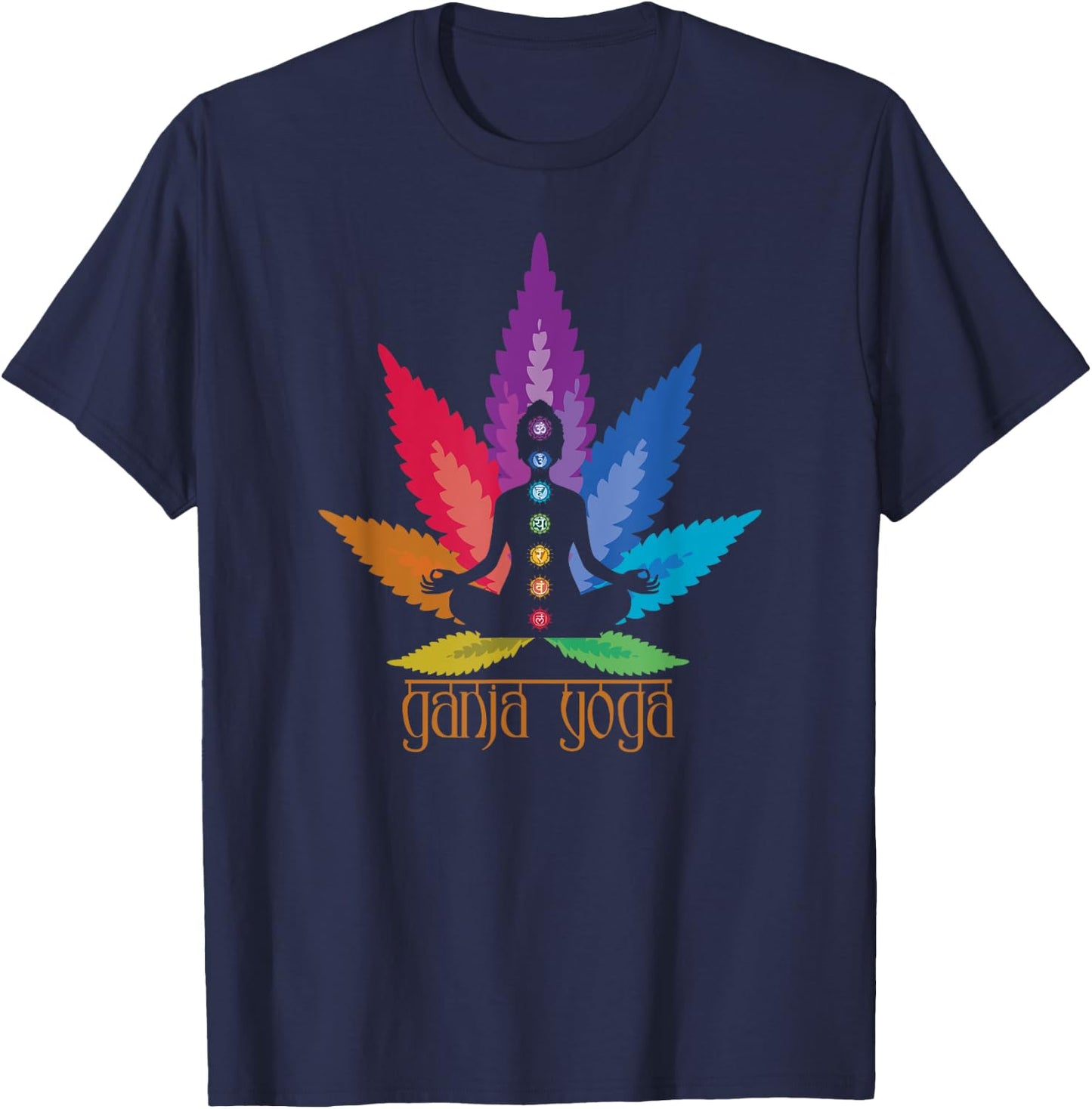 Seven Chakras Ganja Yoga T-Shirt - T-Shirt | Navy