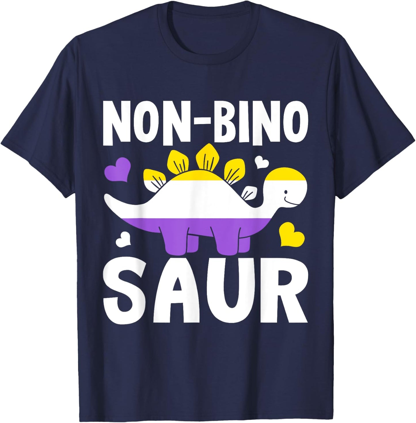 Non Bino Saur Dinosaur Aagender Non Binary T-Shirt - T-Shirt | Navy