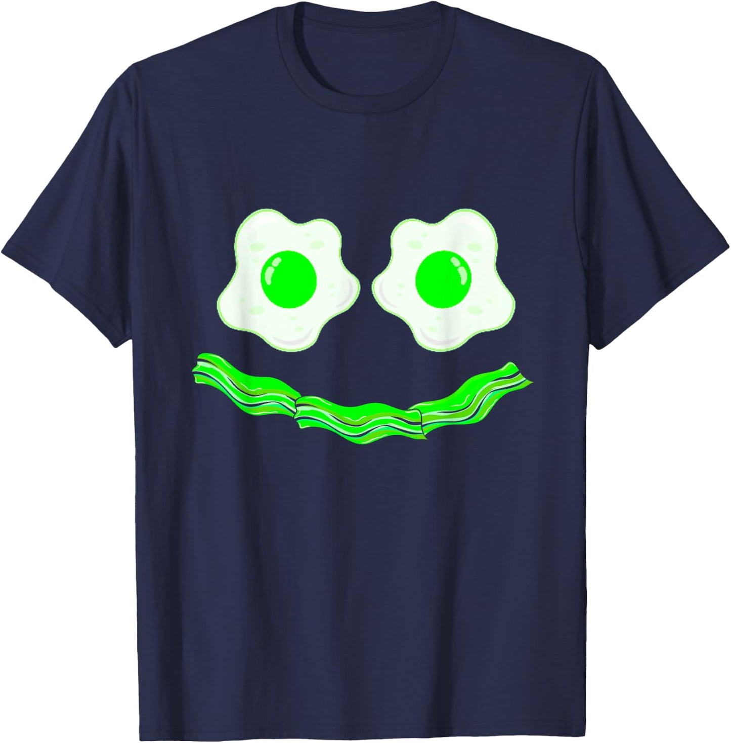 Funny Green Breakfast Costume Eggs Ham Smile Face Brunch T-Shirt - T-Shirt | Navy