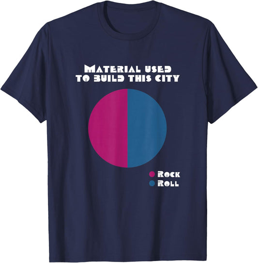 We Built This City 80's Classic Rock And Roll Music Lyrics T-Shirt - T-Shirt | Navy