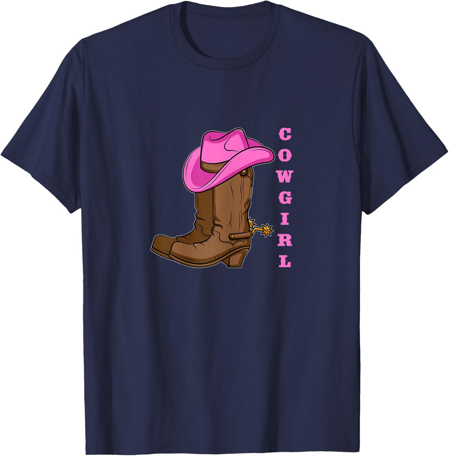 Cowgirl Boots Western Rodeo Hat Spurs T-Shirt - T-Shirt | Navy
