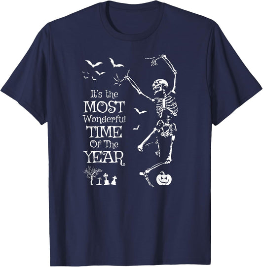 Skeleton Halloween It’s The Most Wonderful Time Of The Year T-Shirt - T-Shirt | Navy