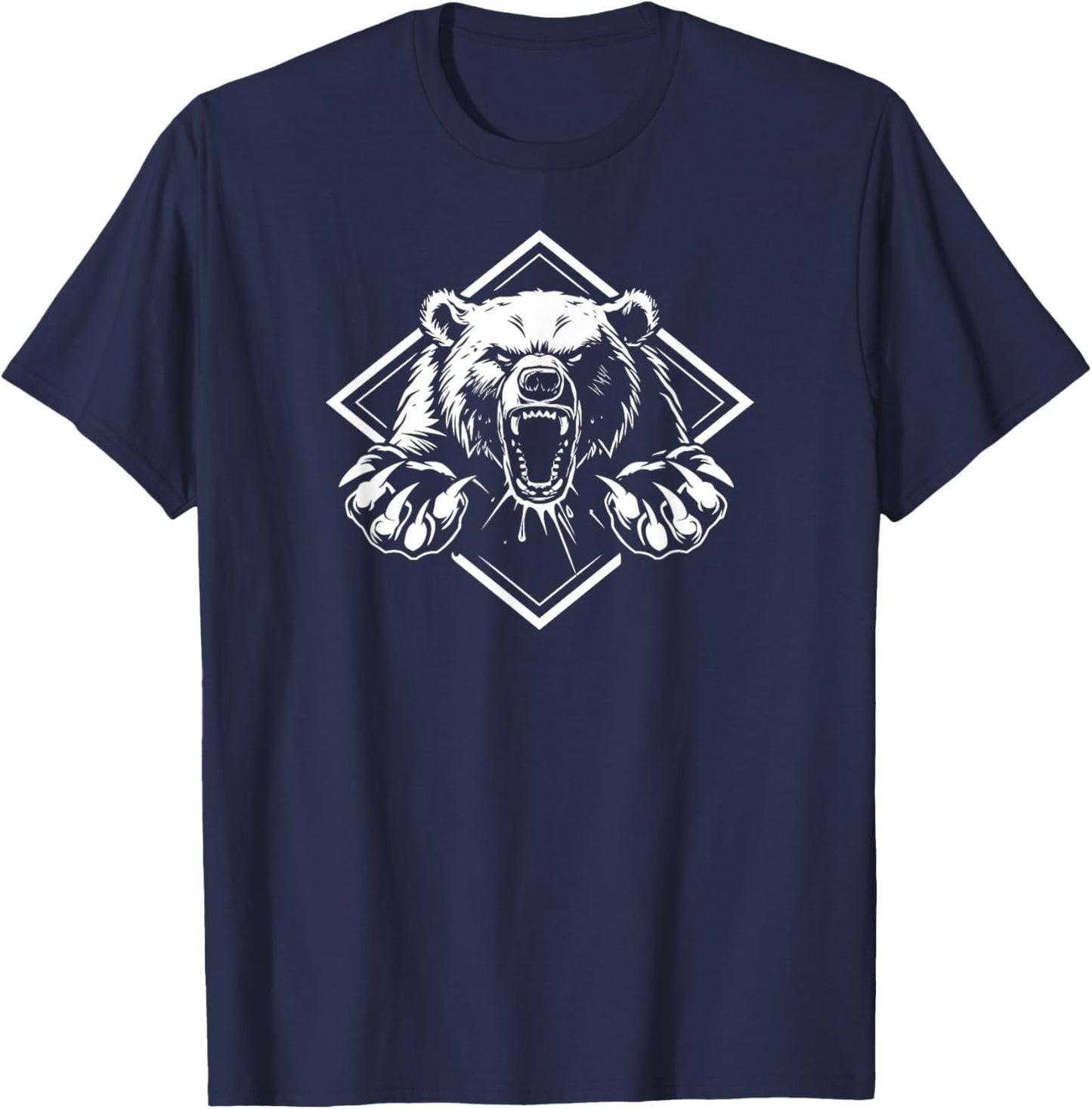 Angry Bear Grizzly Bears Wildlife Mountains Animal T-Shirt - T-Shirt | Navy
