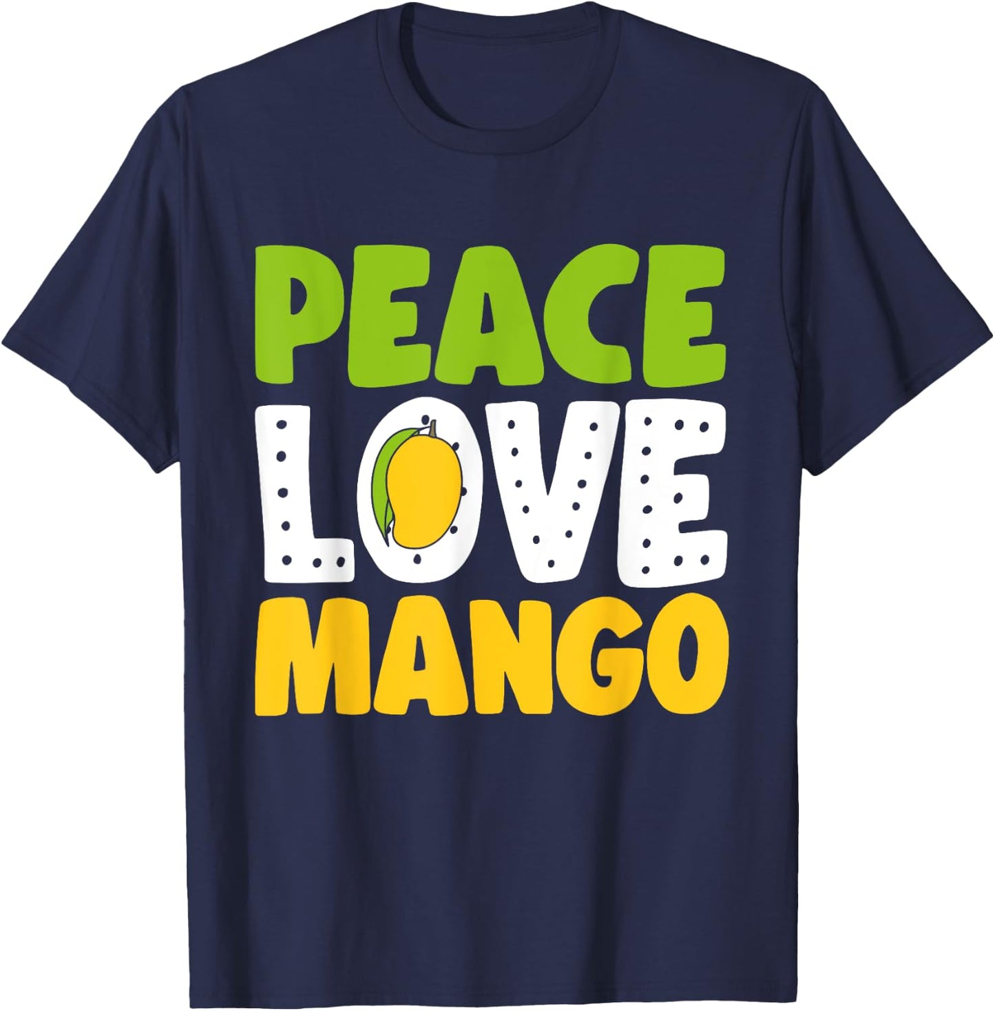 Peace Love Mango Fruit T-Shirt - T-Shirt | Navy